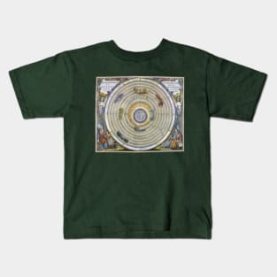 Vintage Ptolemaic Planisphere by Andreas Cellarius from Harmonia Macrocosmica Kids T-Shirt